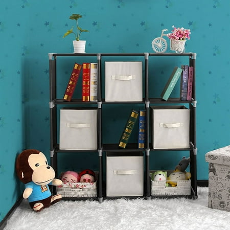 Lowestbest Cube Storage Organizer, Book Shelf 9 Cube Storage Unit for Clothes, Plastic Cube Storage Shelves for Bedroom Living Room Office,