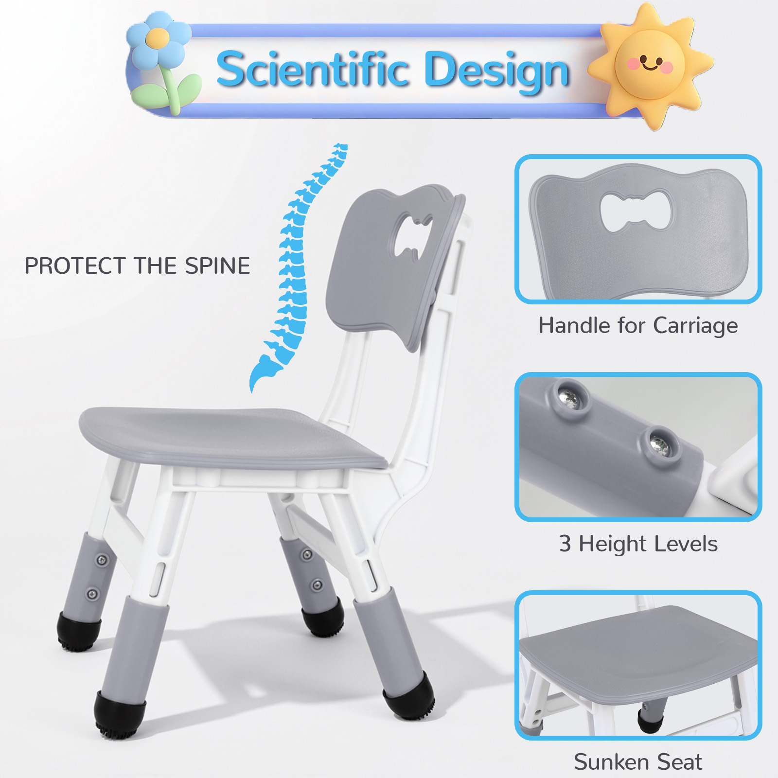 Arlopu Kids Table and 2 Chairs Set, Height-Adjustable Toddler Table and Chairs Set w/ Graffiti Desktop for Reading & Drawing, Children Activity Table w/ Non-Slip Legs for Daycare,Classroom,Preschoo