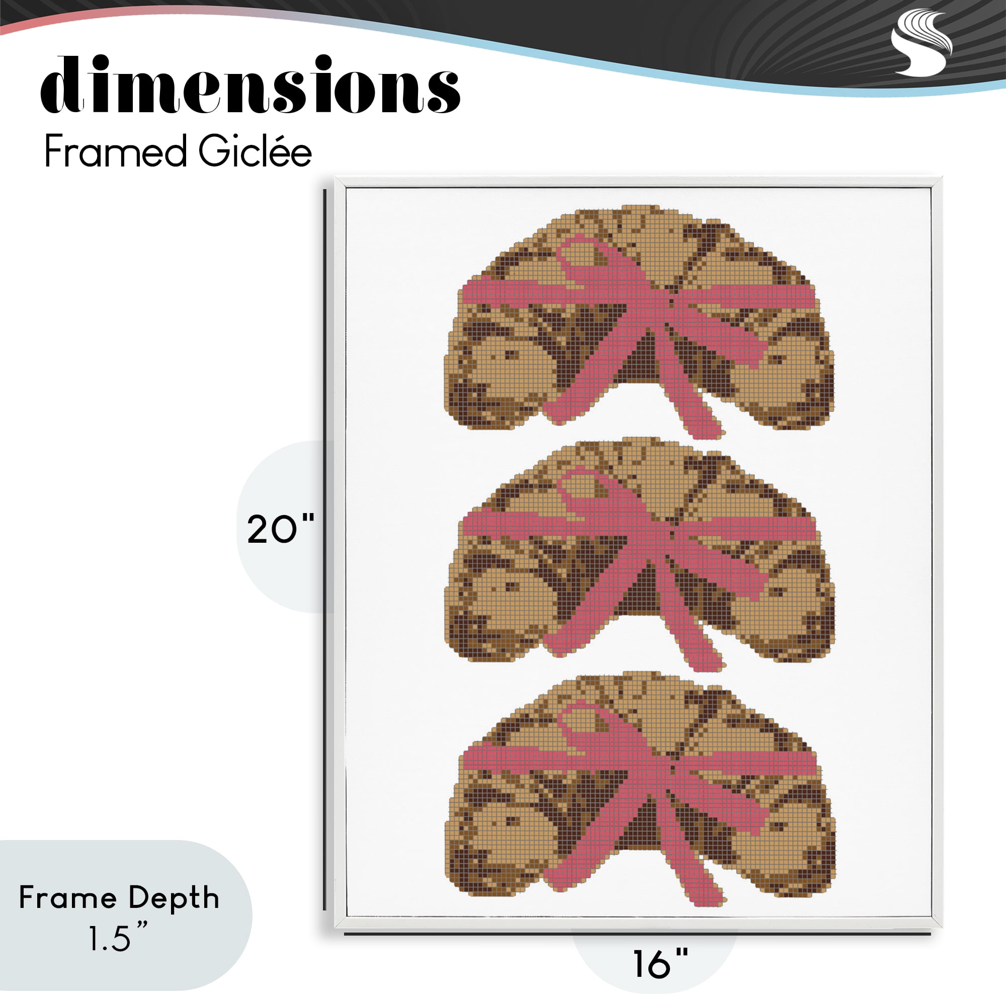 Stupell Industries Trio of Ribbon Croissants White Framed Giclee Art, design by Lil' Rue