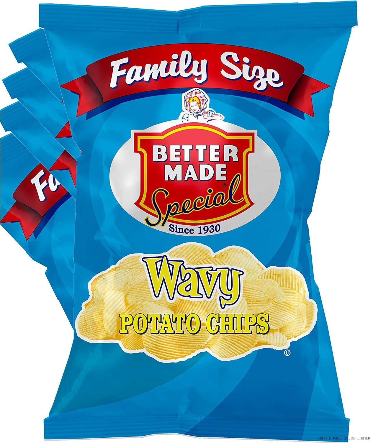 Special Potato Chips Four Pack (4) X Family Size Bags 9 Oz (Pack Of 4) (WAVY) Crispy, Crunchy