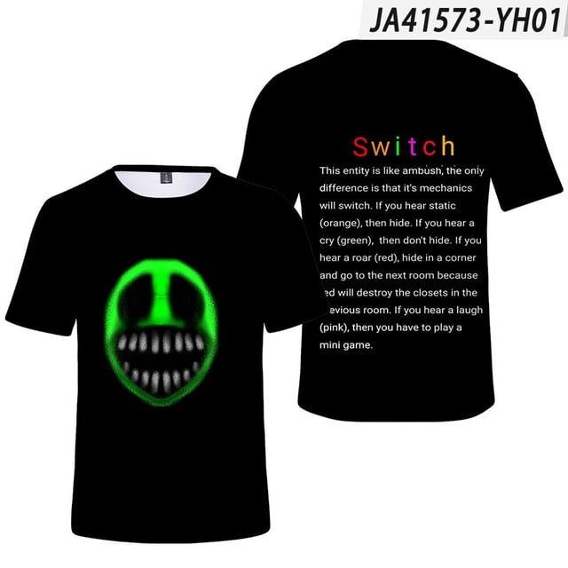 Roblox-Camiseta de manga corta con estampado Digital para niños, figura de Escape de la puerta, juguetes para niños, regalos, ropa de verano, nuevo, 3D