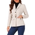 thumbnail image 4 of BLAZER DE TRABAJO DE MANGA LARGA CON CINTURÓN DE SUEDE SINTÉTICO PARA MUJERES INSPIRAR CHIC XL ALBARICOQUE, 4 of 6