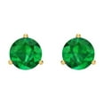 thumbnail image 3 of 2 Ct Round Cut Studs Green Emerald 14K Yellow Solid Solid Gold Everyday Dainty Earrings Screw Back, 3 of 7