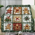 thumbnail image 2 of Cozy Vintage Christmas Flannel Blanket - Plaid, Holly & Gingerbread Print | Soft & Warm for Couch, Bed, Car, Office | Versatile All-Season Throw, 2 of 6