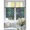 thumbnail image 6 of Sheer Curtains 45 Inches Long, Coastal Teal Green Light Filtering Window Curtains for Living Room/Bedroom, Modern Ocean Mermaid Scales Rod Pocket Voile Sheer Curtain Drapes, 52"W x 45"L, 2 Panels, 6 of 8