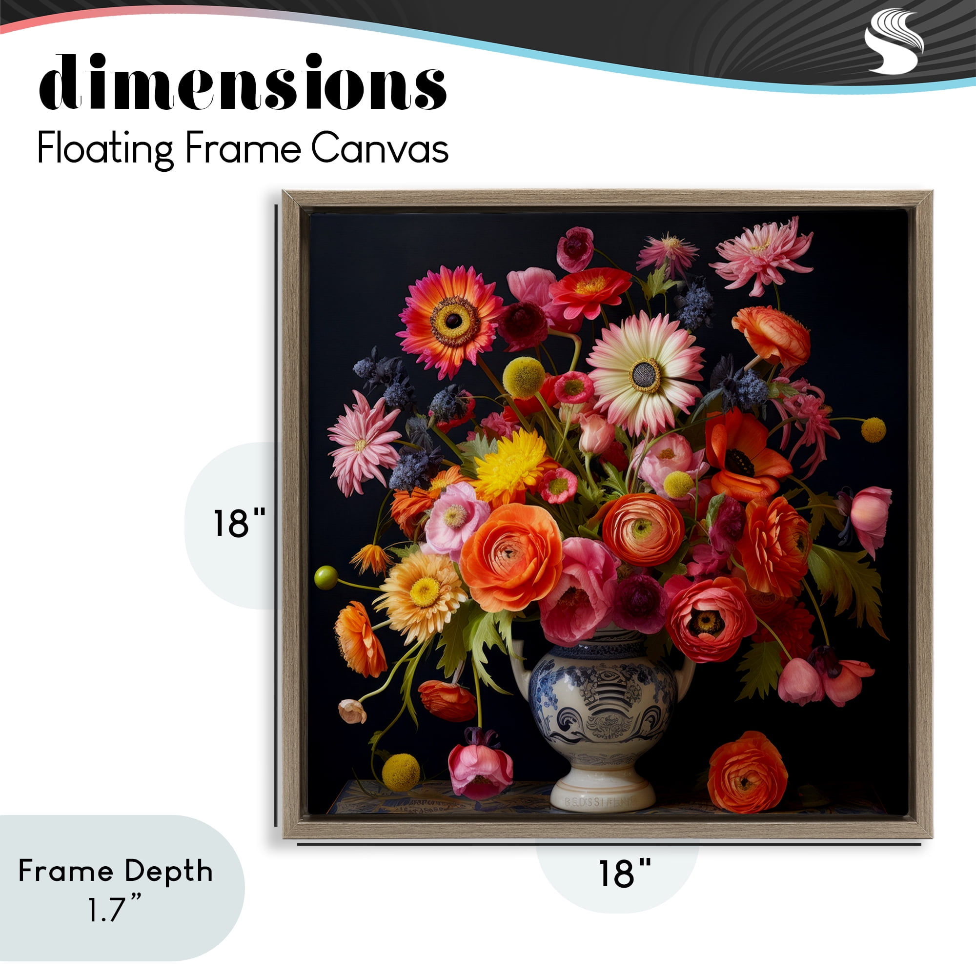 Stupell Industries Harmonious Spring Bouquet Brown Framed Floater Canvas Wall Art, design by Lazar Studio