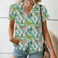 thumbnail image 6 of Cavosen Women's Blouses Button down for Summer Plus Size Collared Hawaiian Tropical Print Tees Short Sleeve Pullover Vacation Shirts Casual Dressy Resort Beach Tops Workout 3XL, 6 of 8