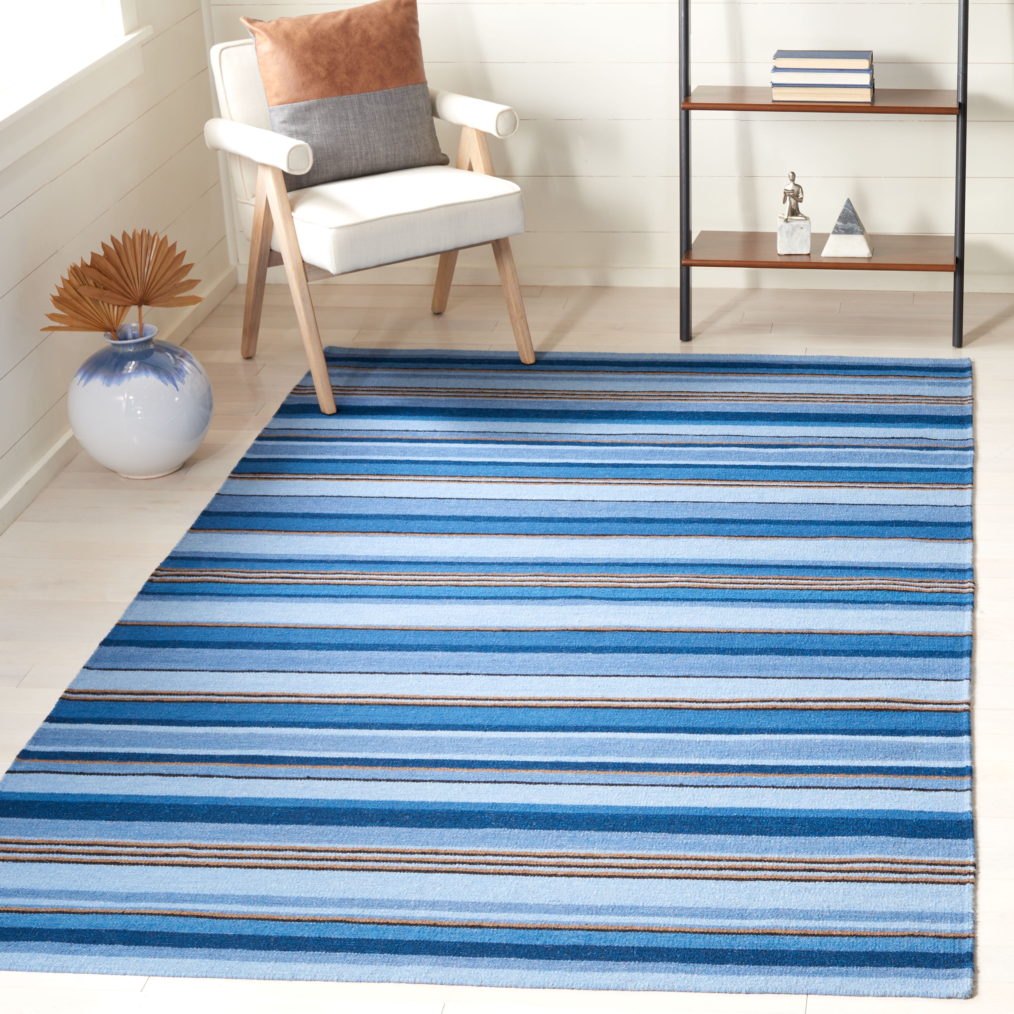 SAFAVIEH Striped Kilim Colbert Striped Area Rug, Blue/Rust, 3' x 5'