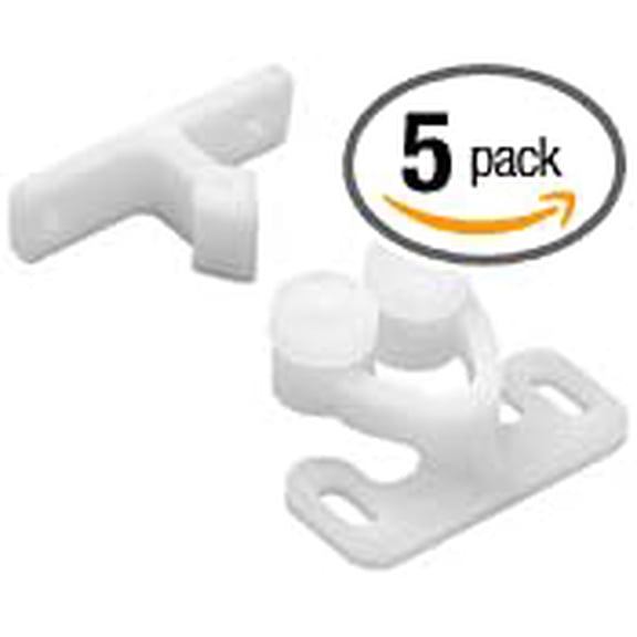 Pro Pack of 5Pcs, Plastic Double Roller Catches, 7.0 Lb., White,