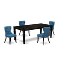 thumbnail image 2 of East West Furniture East-West Furniture LGSI5-BLK-21 - A wooden dining table set of 4 fantastic parson dining chairs with Linen Fabric Mineral Blue color and a gorgeous 18 butterfly leaf rectangle..., 2 of 6
