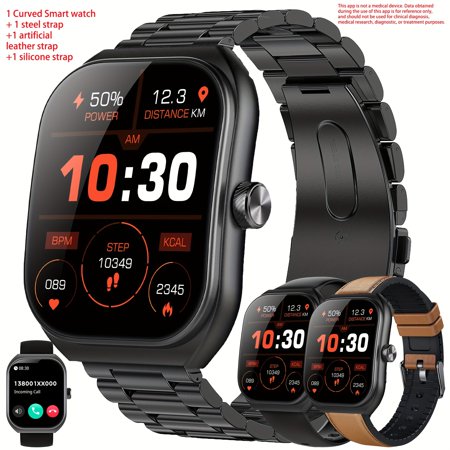 2025 Unisex Smartwatch | 2.01" 3D Curved Screen | Wireless Call/Answer | Fitness & Sleep Tracking | Multi-Sports Modes | iOS & Android
