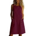 thumbnail image 2 of Women's Sleeveless V Neck Casual Dress, Buttonless Design, Lightweight Blend, Warm Weather Wear, 2 of 7