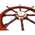 thumbnail image 2 of Nagina International Polystone Wood Porthole Clock Ship Wheel | Nautical Brass Decor | Navy Decor (42 Inches), 2 of 6