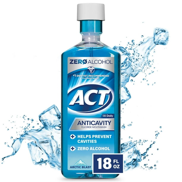 ACT Anticavity Fluoride Mouthwash With Zero Alcohol, Arctic Blast, 18