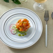 Gusto Fancy Plastic Plates Disposable Dinner Plates & Salad Plates Set, 60-Pack