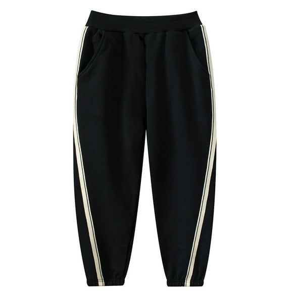 Boys Cotton Active Jogger Sweatpants Kids Casual Athletic Solid Pocket Pull On Pants,Black