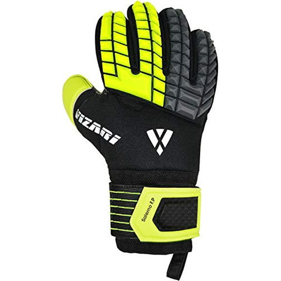 VIZARI Salerno F.P. Soccer Goalkeeper Gloves with Finger Support Protection (10, Black / Yellow / Grey)