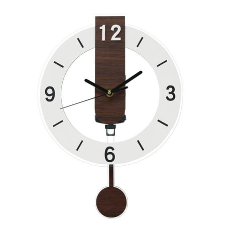 Sleek Modern Acrylic Wall Clock with Pendulum - Movement, Large Arabic Numerals, for Living Room & Decor