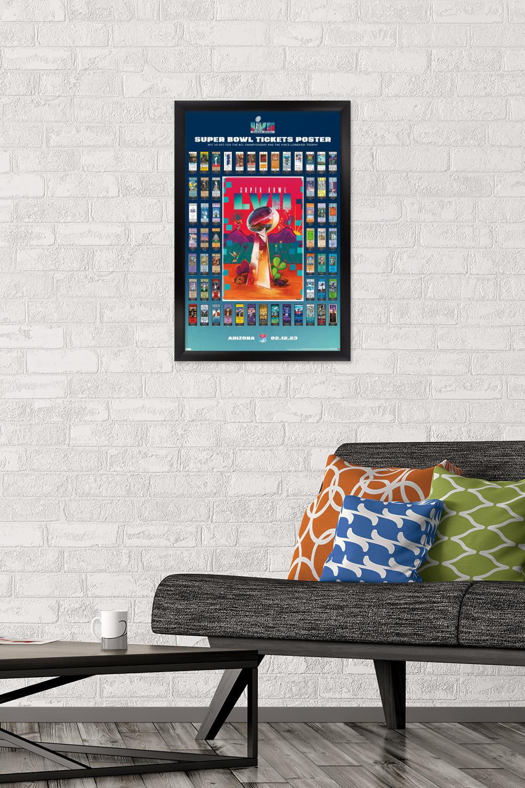 NFL League - Super Bowl LVII Ticket Collage Wall Poster, 14.725" x 22.375" Framed