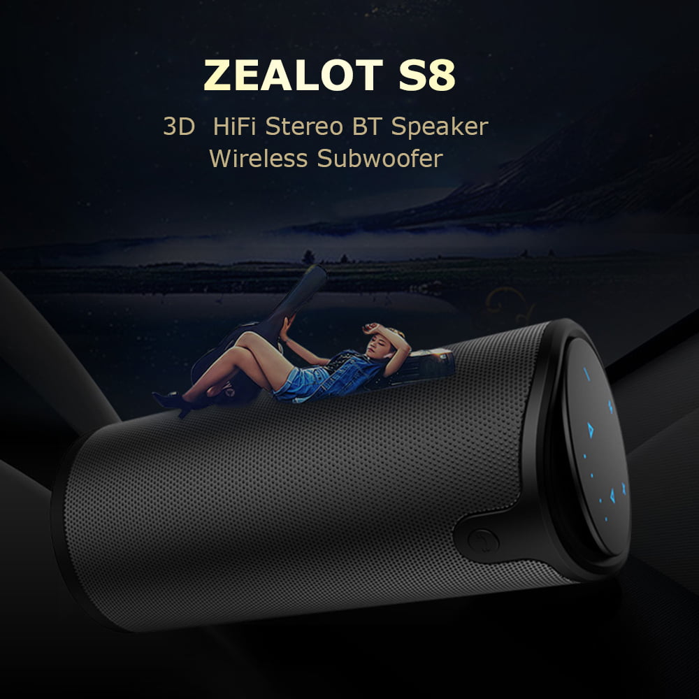 ZEALOT S8 Touch Control Stereo Wireless Sports Bluetooth Speaker 3D TF Card AUX 