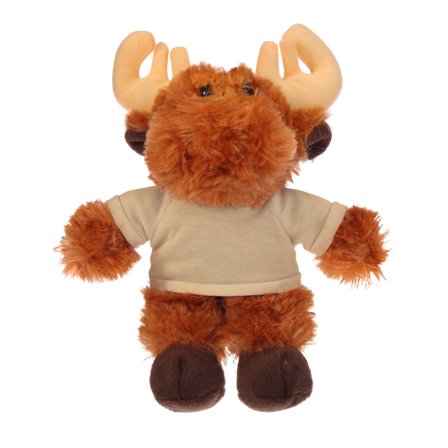 Plushland 8 Inch Floppy Moose with Tee Plush Stuffed Animal Personalized Gift - Custom Text on Shirt - Great Present for Mothers Day, Valentine Day, Graduation Day, Birthday