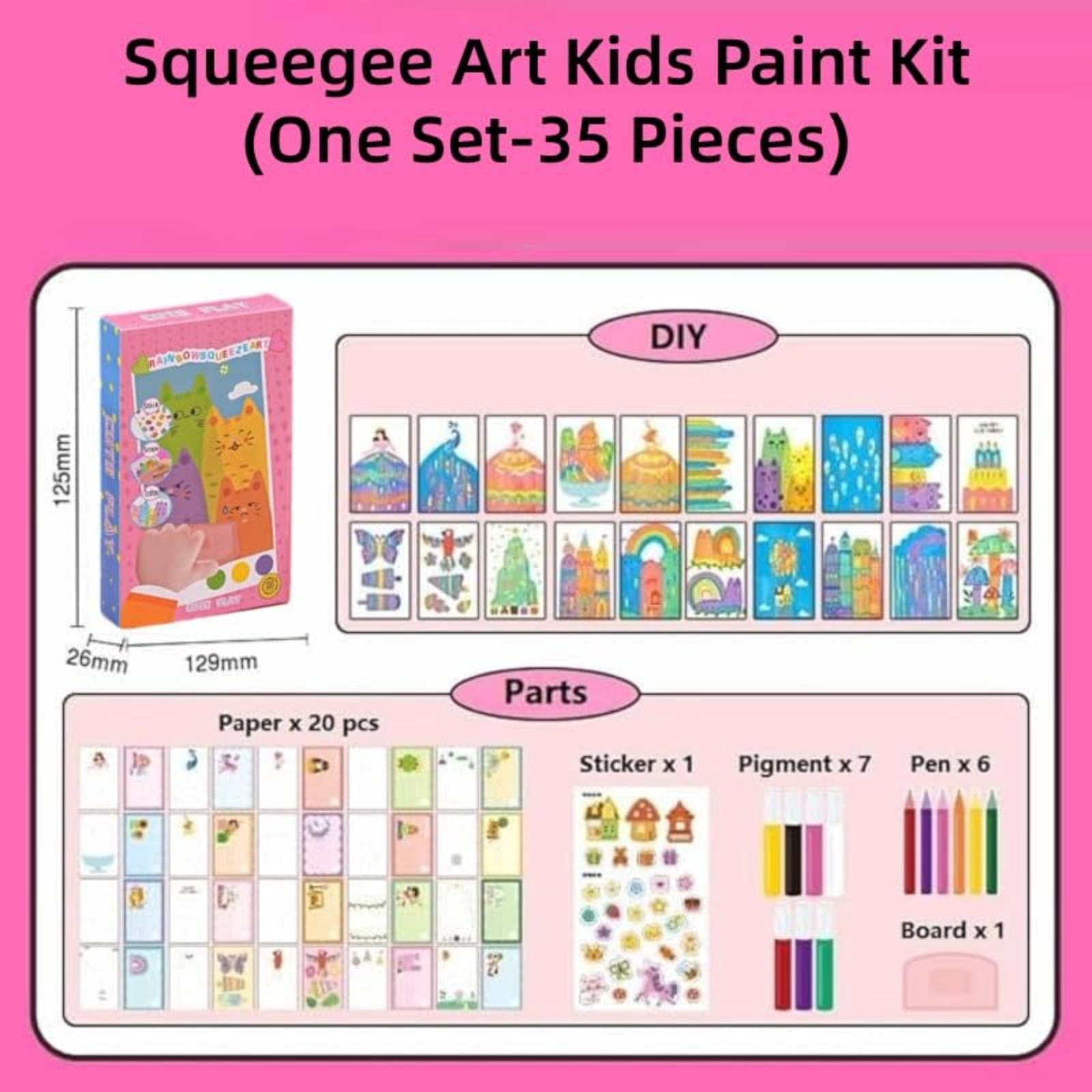 Rainbow Squeeze Art Kit – 35-Piece Magic Scratch & Color Paper Art Set for Kids, Dot Scratch Painting Party DIY Gift, Creative Rainbow Squeeze Art Set