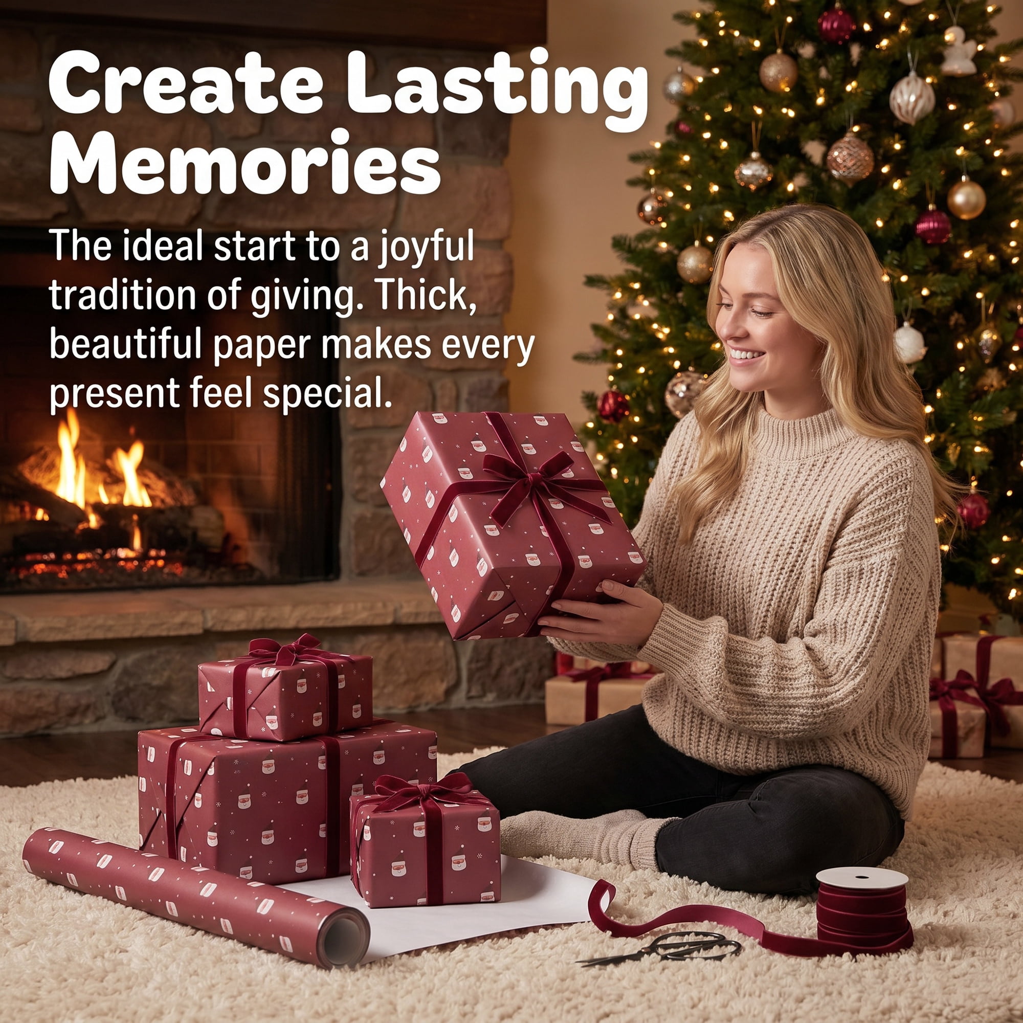 Unique Bargains Premium Gift Wrapping Paper for Christmas and Events Red 27.6"x 19.7"