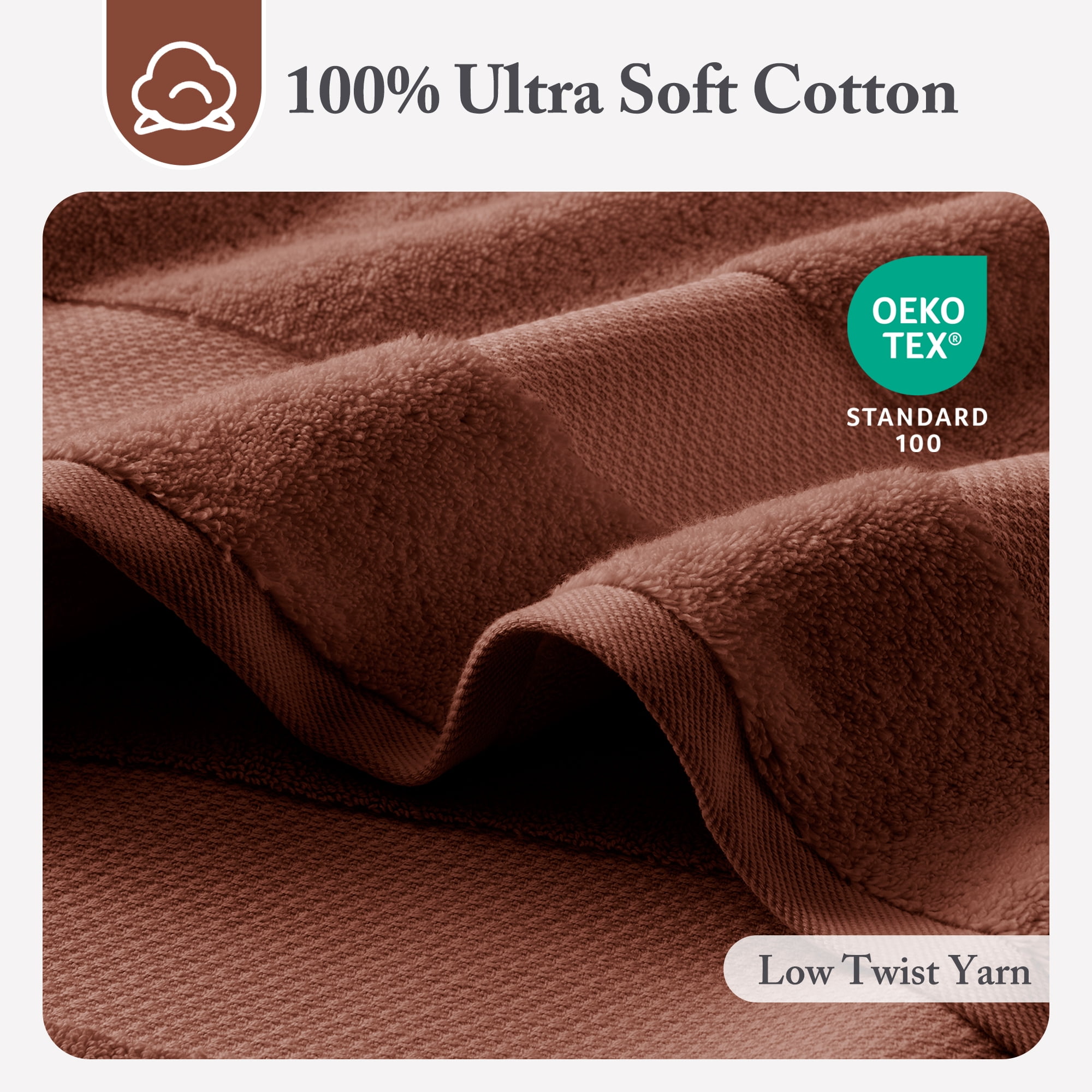 6-Piece Cotton Bath Towel Set,Terracotta