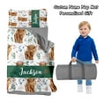 thumbnail image 3 of Kainsy Personalized Toddler Nap Mat for Boys Girls, Custom Name Kids Nap Mats for Daycare Preschool Kindergarten, Personalized Highland Cattle Sleeping Bag with Pillow Cover Blanket Set, 3 of 9