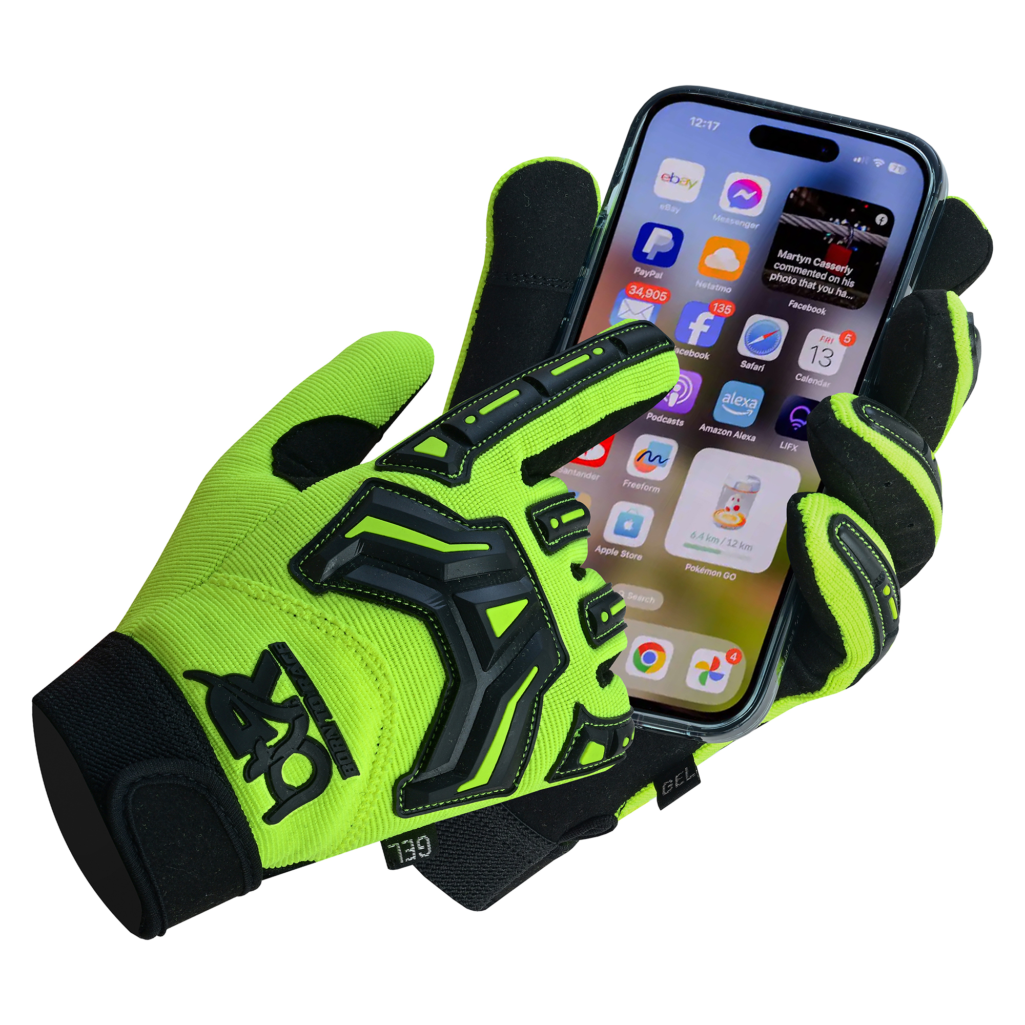 Mechanic Work Gloves Touchscreen Welding Power Tools Construction Heavy Duty Safety Work Gloves Hi Viz-XL