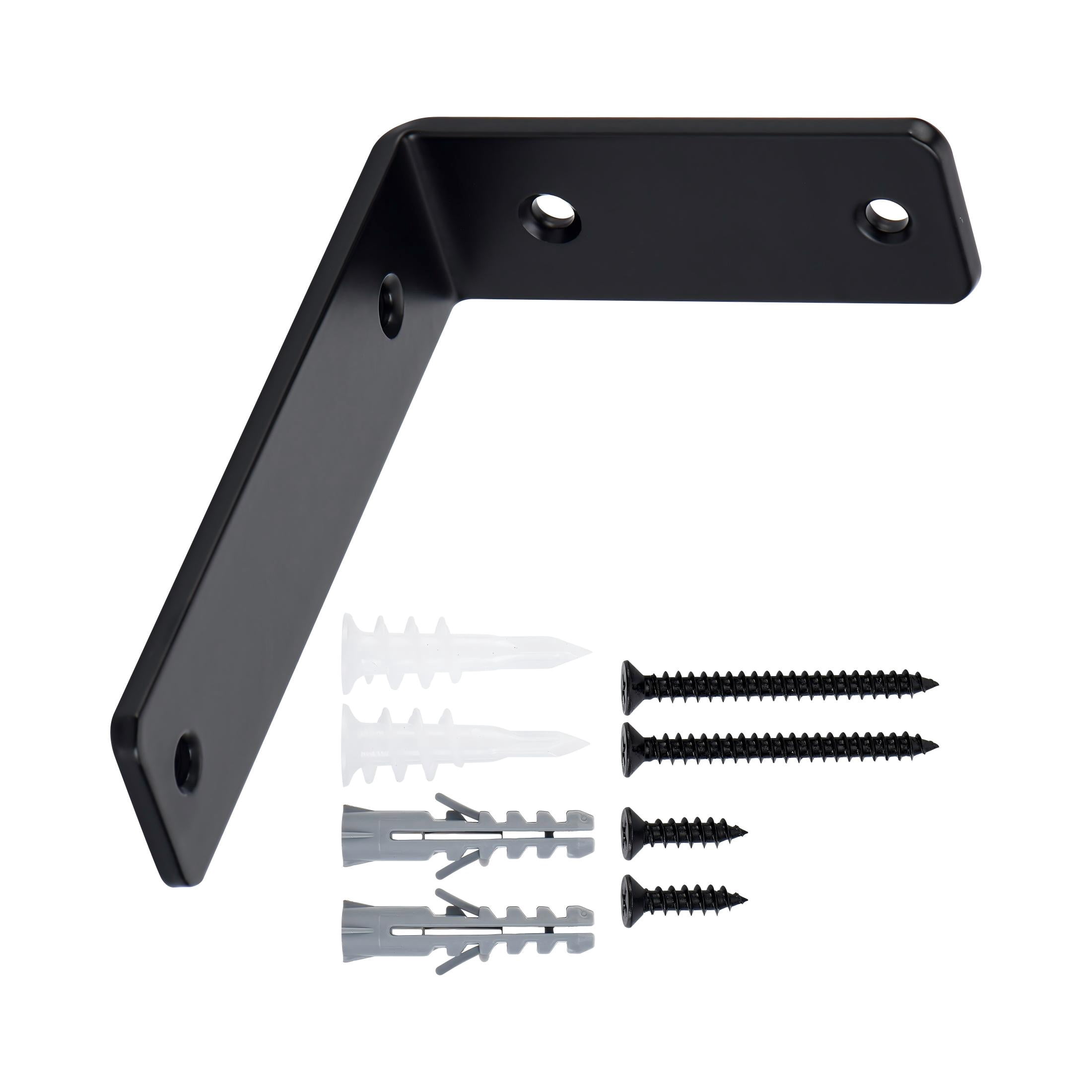 HT 6" x 4" Black L Shelf Bracket with Sturdy Support