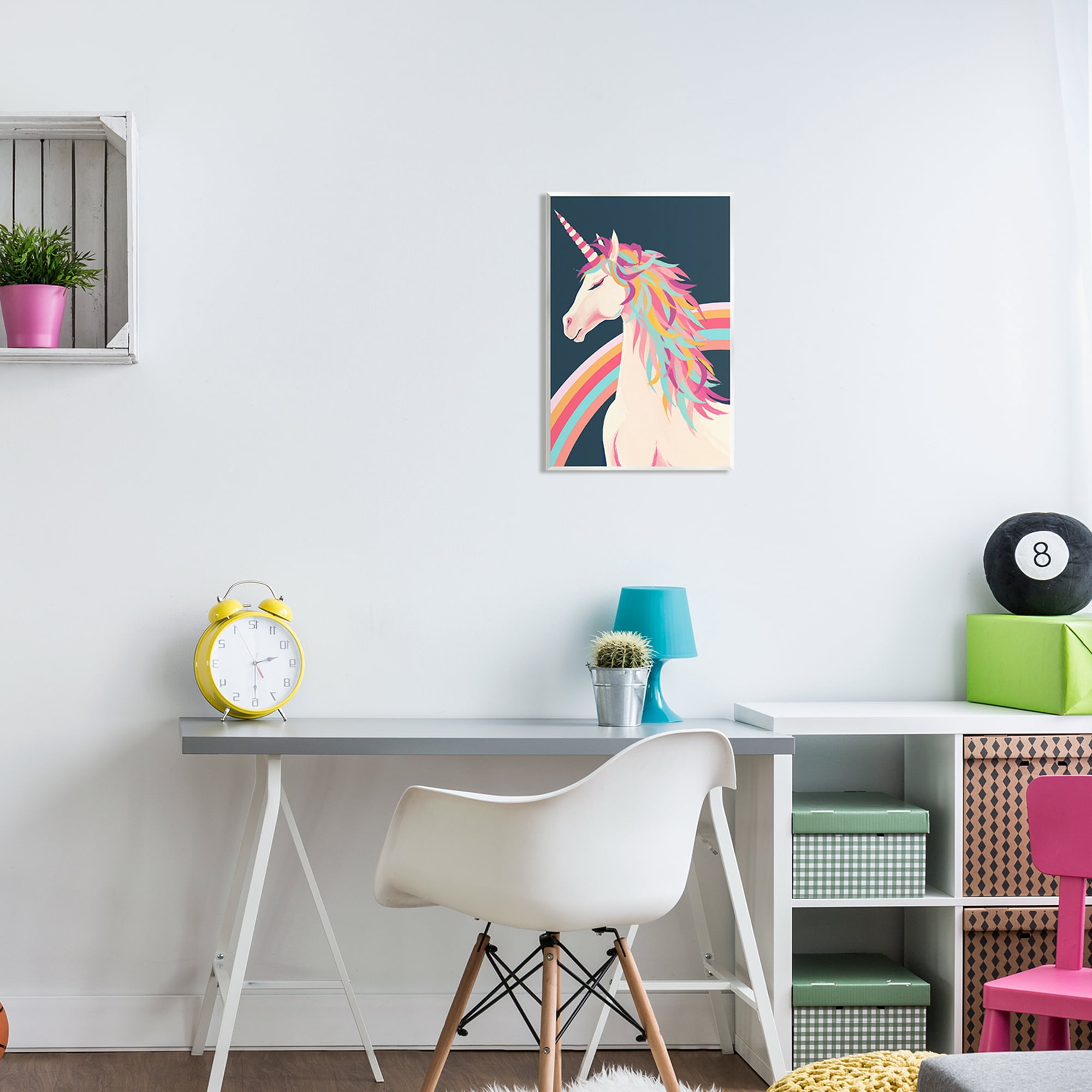 Stupell Industries Unicorn Rainbow Mane Fairy Tales & Fantasy Painting Unframed Art Print Wall Art, 13 x 19