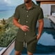 thumbnail image 1 of Ceisia Men's Loose Fit Casual 2-Piece Set Short Sleeve Button-Down Shirt with Elastic Waist Drawstring Shorts Gifts, 1 of 9