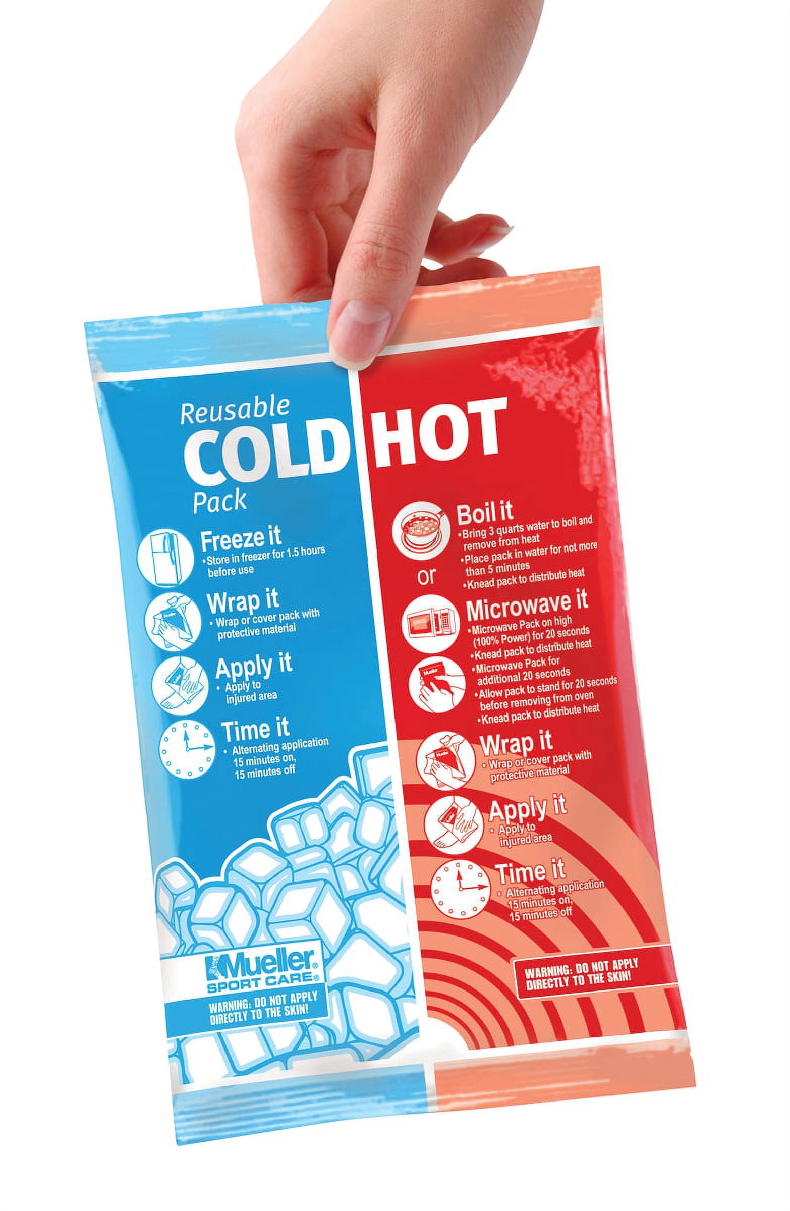 Mueller Elastic Cold/Hot Wrap, Black, Includes 6" x 9" Reusable Cold/Hot Pack