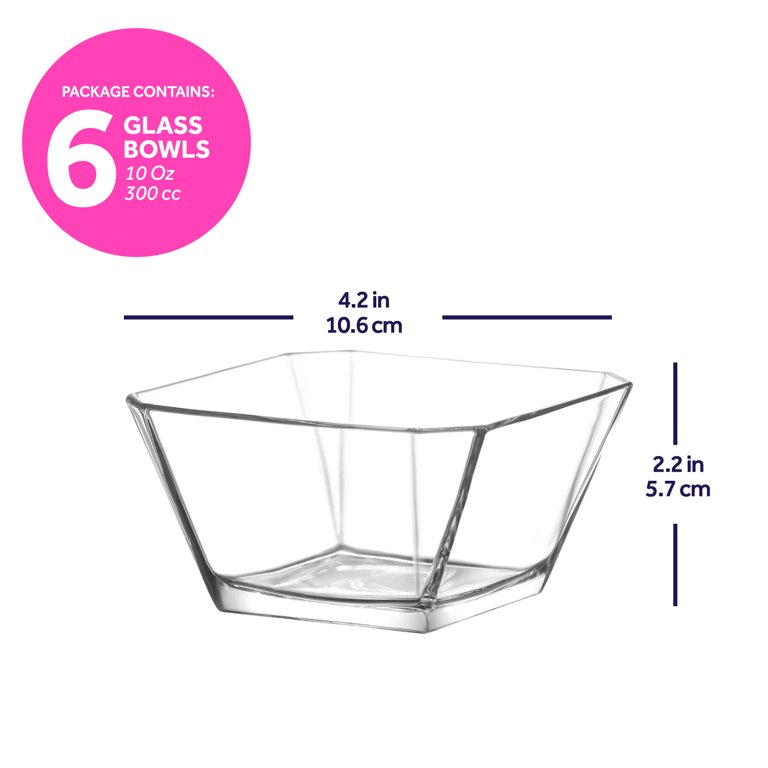 LAV Glass Dessert Bowls Set 6-Piece, 9.5 Oz Clear Ice Cream Trifle