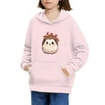thumbnail image 3 of Xoenoiee Pullover Hoodies Girl Hooded Sweatshirt with Long Sleeve and Front Kangaroo Pocket for Kids Age 6-16 years, Cartoon Hedgehog Mushroom Pink Pattern, L, 3 of 7