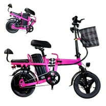 MAXT 14" Folding Electric Bike for Adults, 500W Motor Peak 750W, 48V20Ah, 20MPH, 50-Miles, 330lb Load, 50 US Service Stores Commuting E Bike for Adults with Removable Battery, Front Basket Pink