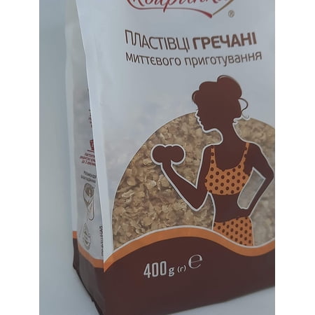 2pcs Buckwheat Flakes GMO No Added Sugar Halal Certificate 400 / 14.12 OZ from Ukraine (1 Pack)