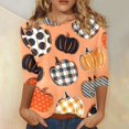 thumbnail image 4 of Icvfdpl Summer Casual T Shirts Womens Tops Dressy Hallowmas Pleated Crew Neck Long Sleeve Tee Shirt Office Work Clothes Stylish Female Beachwear, 4 of 6