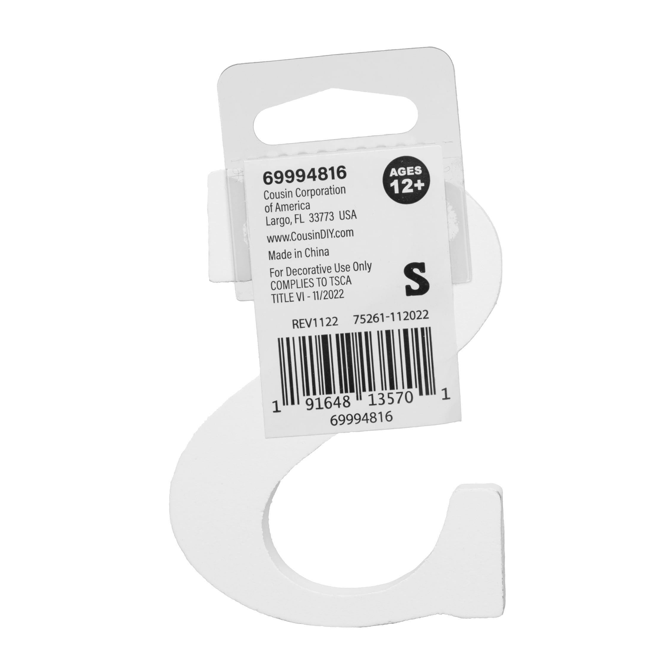 (3 pack) Cousin DIY 3" White Wood Letter S