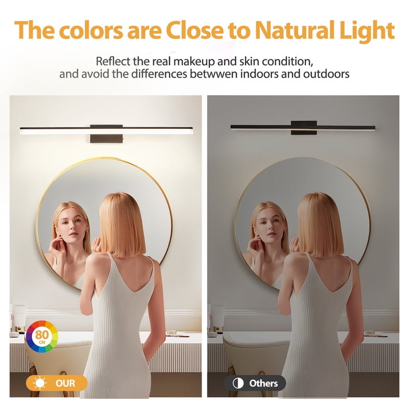 39" Modern LED Bathroom Vanity Light, Black Bathroom Light Fixtures Over Mirror, 5CCT Vanity Lights for Bathroom, Wall Mounted LED Light for Sink, Mirror Cabinet, or Dressing Room