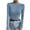 Blue-03, variant on STETMN Women's Waffle Knit Tops Casual Crew Neck Fall Shirt Tight Comfy Crop Layer T-Shirt
