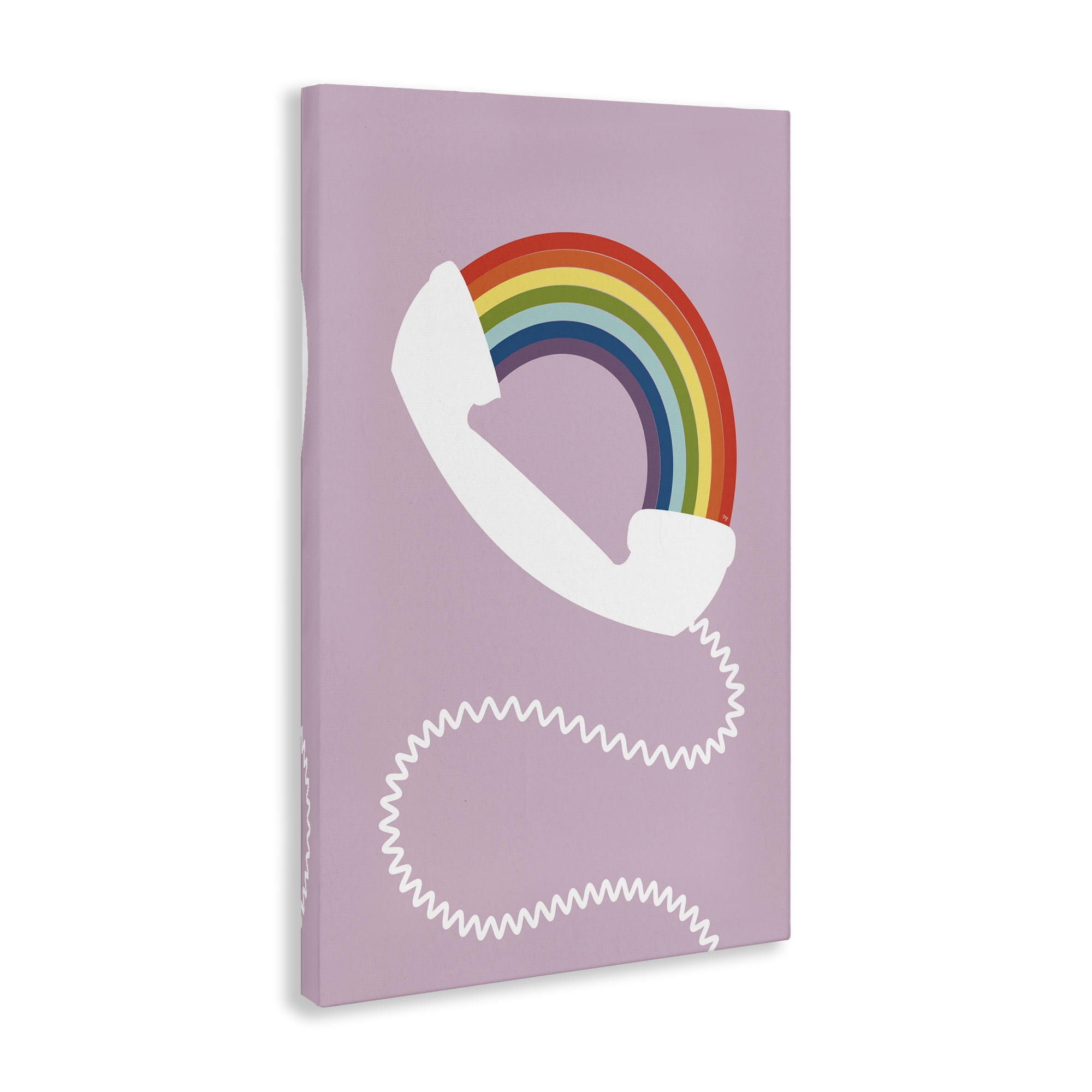 Stupell Industries Rainbow Phone on Pink Novelty Painting Gallery Wrapped Canvas Art Print Wall Art, 24 x 36
