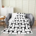 thumbnail image 1 of Erosebridal Modern Abstract Patchwork Flannel Blanket 90x90, Abstract White Black Sherpa Throw, 1 of 7