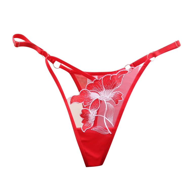 JDEFEG Leak Proof Underwear For Women Cotton Womens Panties Mesh Seamless  Thong Thin Strap Lace Jacquard Panties Delive Today To Polyester Red