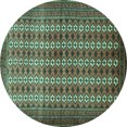 thumbnail image 1 of Ahgly Company Machine Washable Indoor Round Persian Turquoise Blue Traditional Area Rugs, 4' Round, 1 of 4