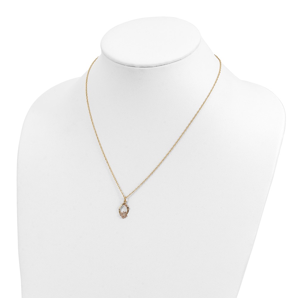 10k Tri-Color Black Hills Gold Butterfly Necklace