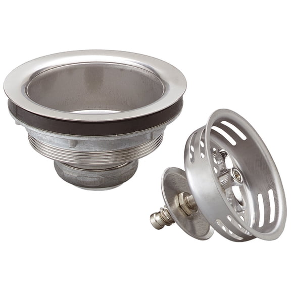 keeney 1433ss 3-1/2-in dia twist and lock sink strainer with basket, stainless steel