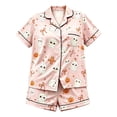 thumbnail image 4 of RUTAYY Girls Pajama Set Short Sleeve Top and Shorts Halloween Ghost Cat Pumpkin Graphic Comfortable Nightwear Pink, 4 of 4