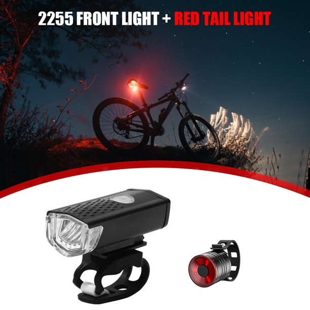 LED Bike USB Recargable Faro + Juego de luces traseras rojas Luces de advertencia de bicicleta